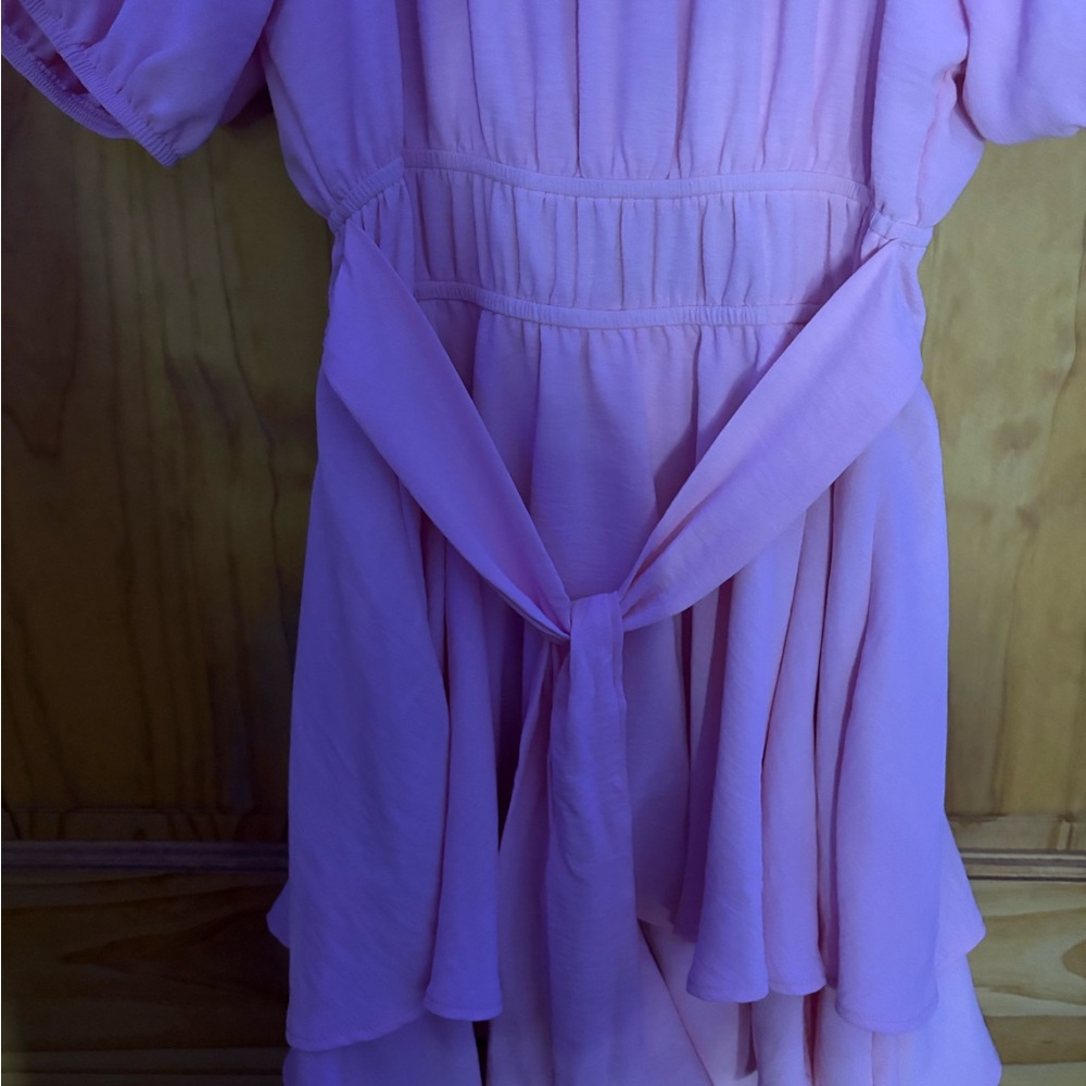 Charming Pink Off-Shoulder Dress - Picture 9 of 10